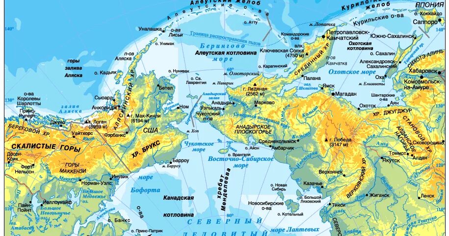 Какой остров у берегов евразии самый крупный. Заливы и проливы Северного Ледовитого океана. Берингов пролив на карте океанов. Чукотское море на карте полушарий.