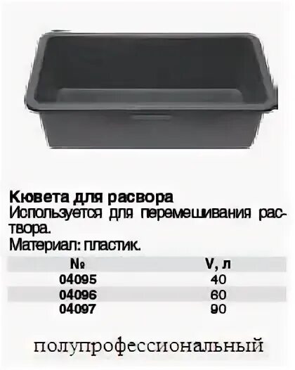 Кювета строительная Fit 04097 (90 л) 810x495x290 мм. Кювета для раствора 120-200 литров. Кювета пласт. Для раствора 40л Fit (69х39х20см). Контейнер для перемешивания раствора Vorel 90 л 6396.