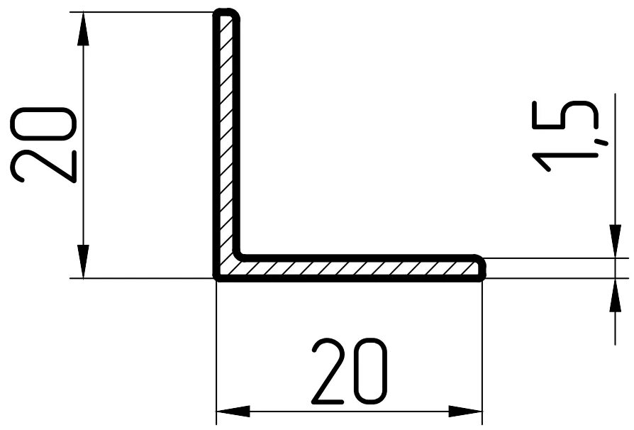 Уголок 20х20х1.5. Уголок стальной 20х20х1.5. Уголок стальной 20х20 чертеж. Уголки металлические 20х20 чертеж. 9 20 х 16