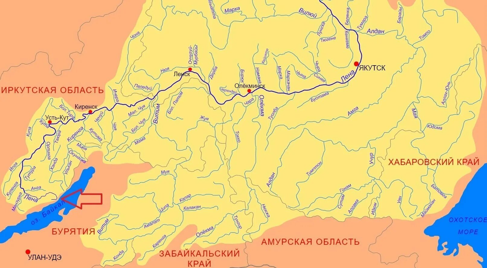 Река протекающая в россии и монголии. Бассейн реки Лена на карте. Исток Устье и бассейн реки Лена. Река Вилюй на карте. Бассейн реки Лены на карте.