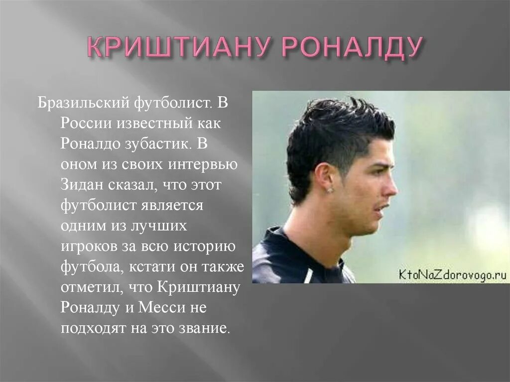 Описание криштиану роналду на английском. Сообщение про роналду. бразильский футболист криштиану роналду. доклад о футболисте роналдо. доклад по кристьяно роналдо.