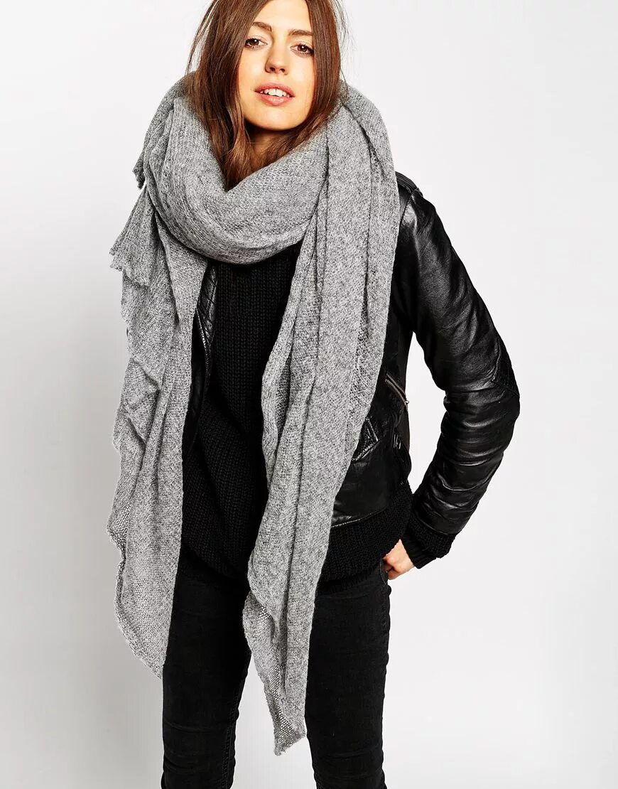 длинный вязаный шарф