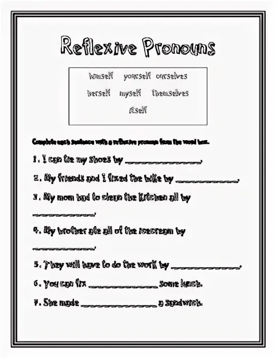 Reflexive pronouns Worksheets. Possessive pronouns Worksheets for Kids 2 класс. Reflexive pronouns exercises pdf. Reflexive pronouns Worksheets for Kids. Reflexive worksheets