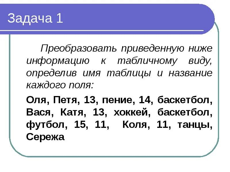Преобразовать приведенную. Преобразовать приведенную ниже информацию к табличному виду оля петя. Преобразовать приведенную. Преобразуйте приведенную ниже информацию к табличному. Элементарная цель это.