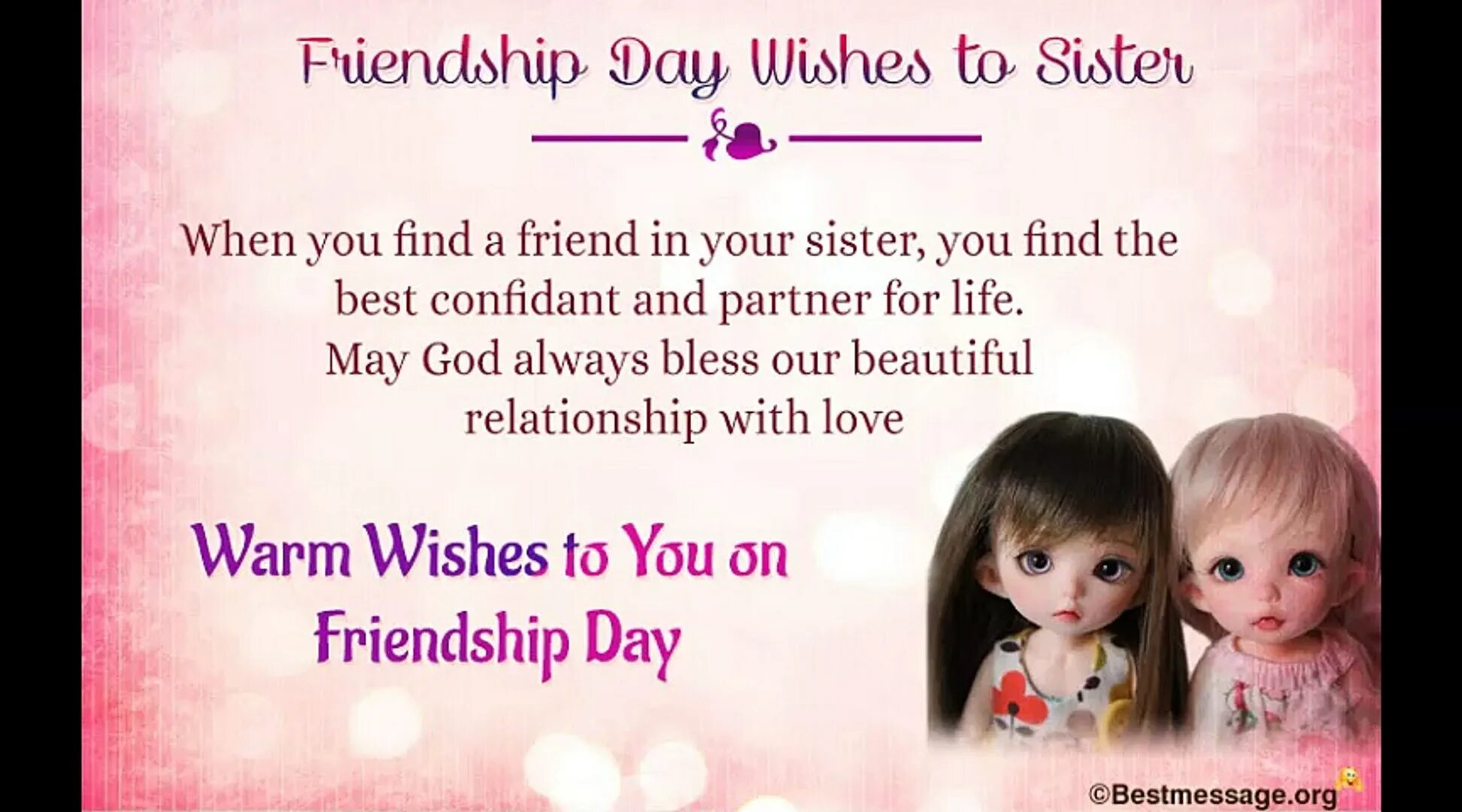Sister Wish. My friend is Day. Friendship message quotes. Greetings about Friendship.