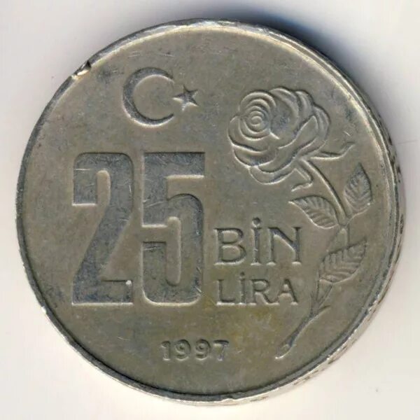 10 Лир монета. 25000 лир в рублях