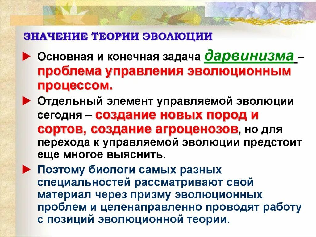 Основные гипотезы эволюции