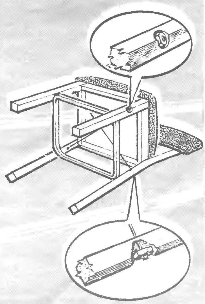 Усиление стульев. Моделист конструктор табурет. Как зафиксировать стул. Укрепить стул уголками.