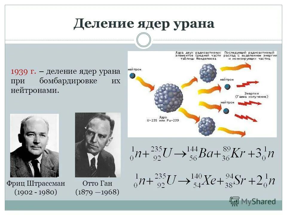 Уравнение распада урана. Отто Ган и Фриц Штрассман деление ядер урана. Цепная ядерная реакция урана 235. Цепная реакция деления ядер урана 235. Деление атома урана 235.