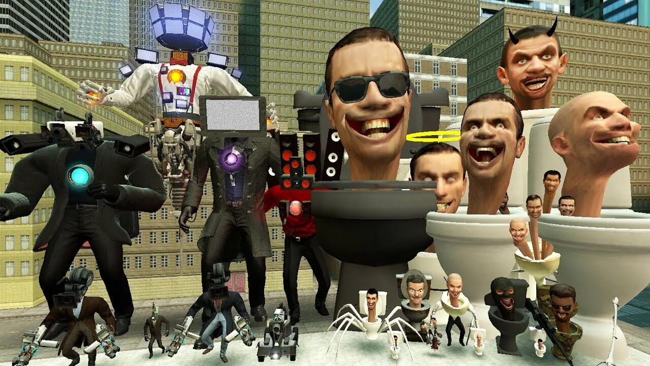 Tv men x speaker men. SKIBIDI Toilet Garry's Mod. Garrysmod SKIBIDI Toilet. Камеромен Титан скибиди туалет. Titan cameraman фотографии.