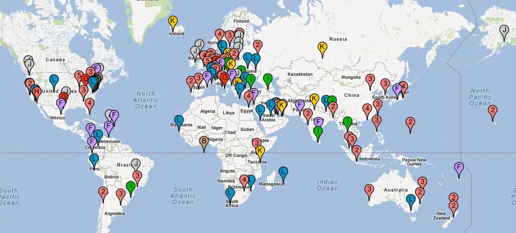 Карта корневых DNS серверов. Географическое распределение корневых серверов DNS. Карта серверов интернета. Сервера интернета в мире на карте.