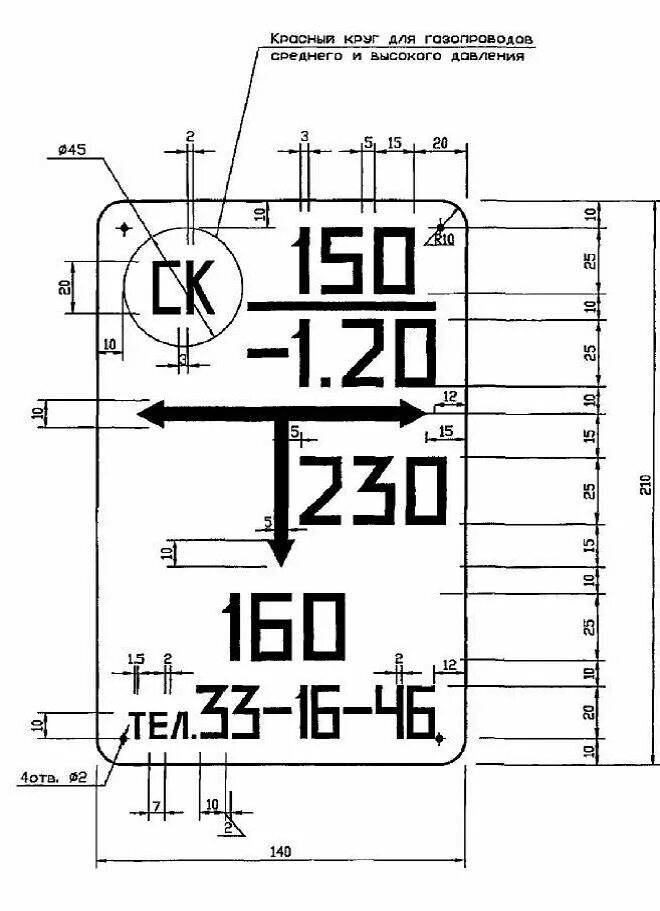 Знаки привязок. Опознавательные таблички на подземный газопровод. Табличка-указатель для подземных газопроводов 140х210мм. Таблица указатель расположения подземных сетевых устройств. Столбик указатель газопровода чертеж.