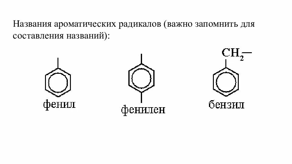 Радикалы ароматических углеводородов. Фенил и бензил радикалы. Радикалы аренов названия. Ароматические радикалы формула названия. Радикал значение