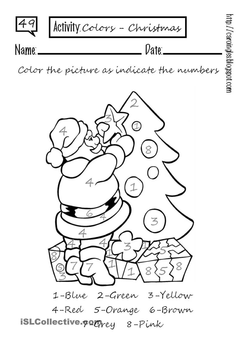 New year exercise. Worksheets новый год. Раскраски по цветам на английском новогодние. Раскраски англ новый год по цветам. Новогодние Worksheet для детей.