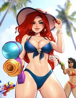 blushypixy, miss fortune, yuumi (lol), league of legends, pool party series...