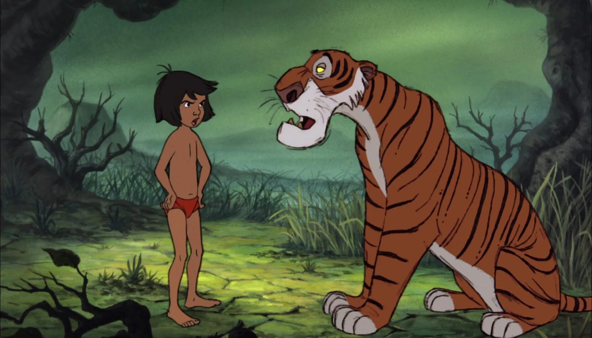 Мои любимые герои мультфильмов шрек пумба маугли. Шерхан Маугли Дисней. Тигр Шерхан и Маугли. Шерхан тигр из мультика Маугли.