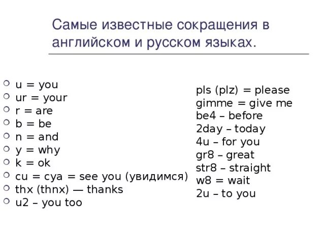 Сокращения в английском языке. Сокращения в английском языке сленг. Коарщения в английском. Сокращщщениz в английском языке.