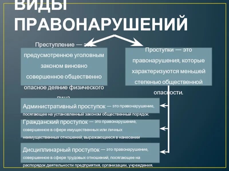 Виды правонарушений. Правонарушение и преступление. Проступок и преступление.