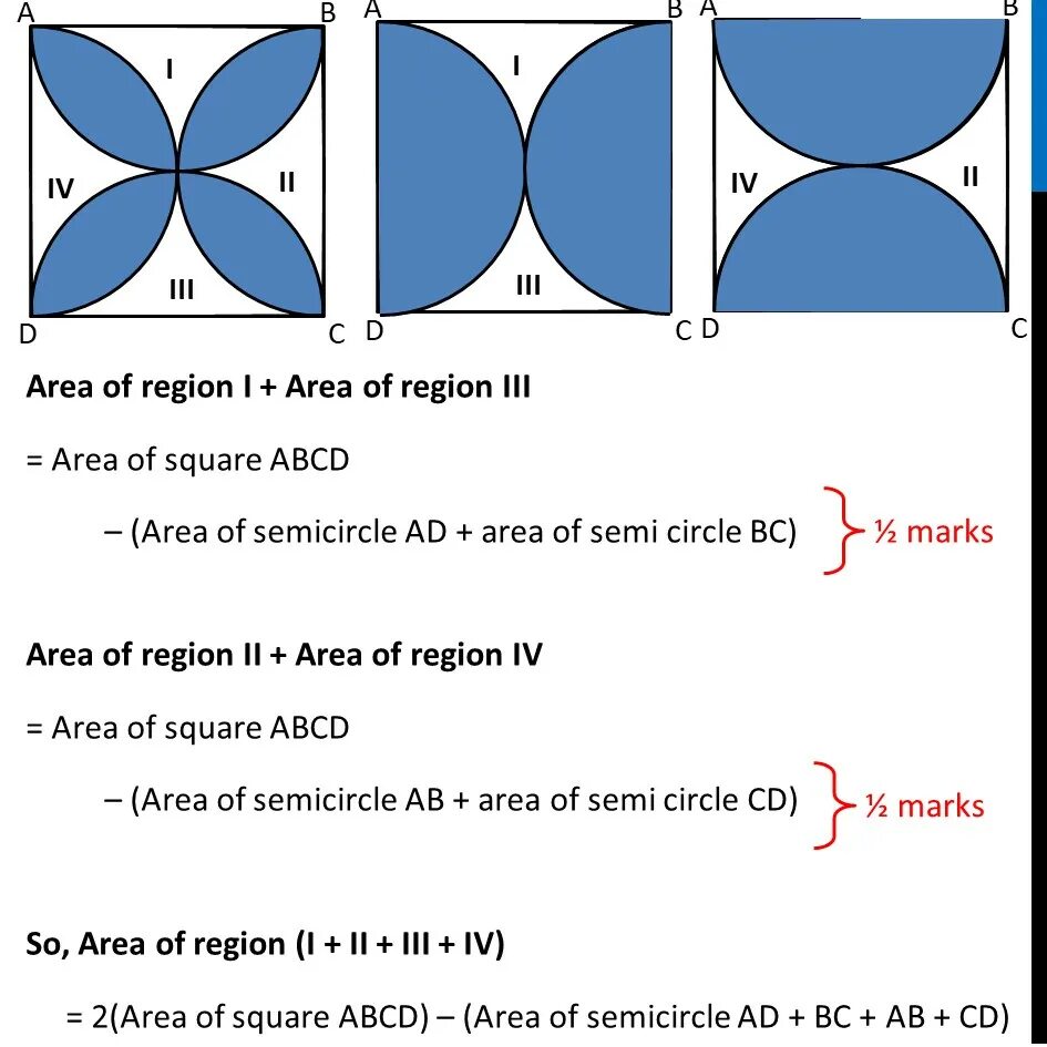 Area of Shaded Region of a circle. Area of Square. How to find the area of semicircle. Find the area of the Shaded Region.