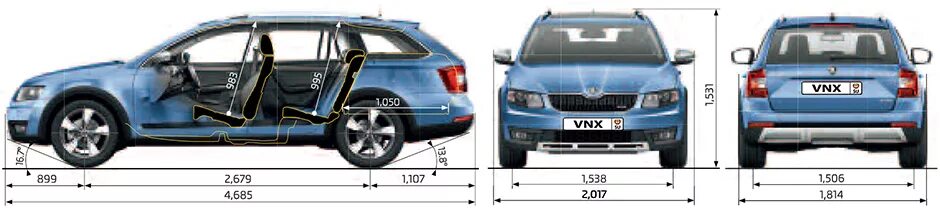 Skoda Octavia Scout габариты. Шкода универсал размеры