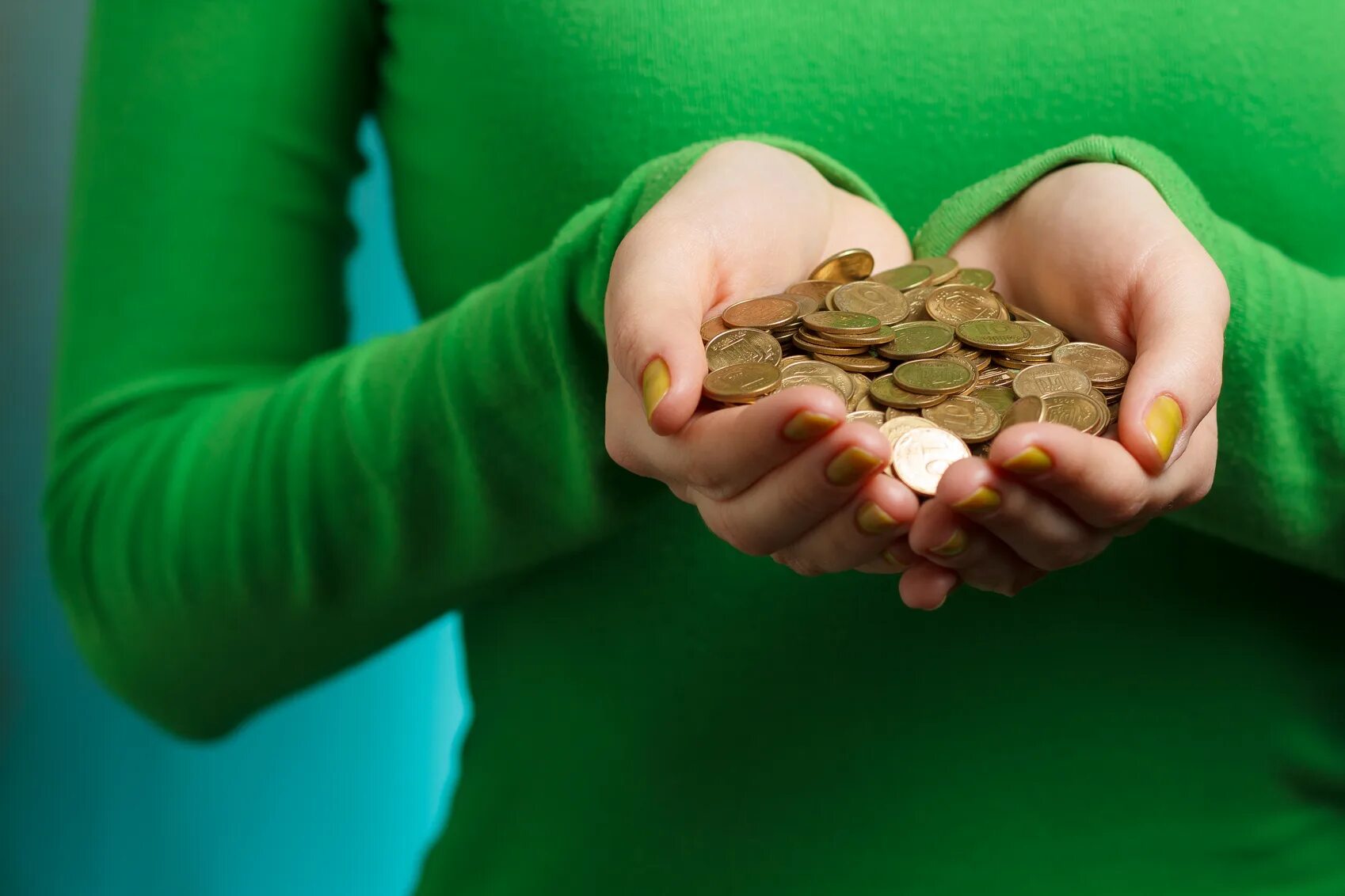 Money On Hand Gold coins, Finger image, Png