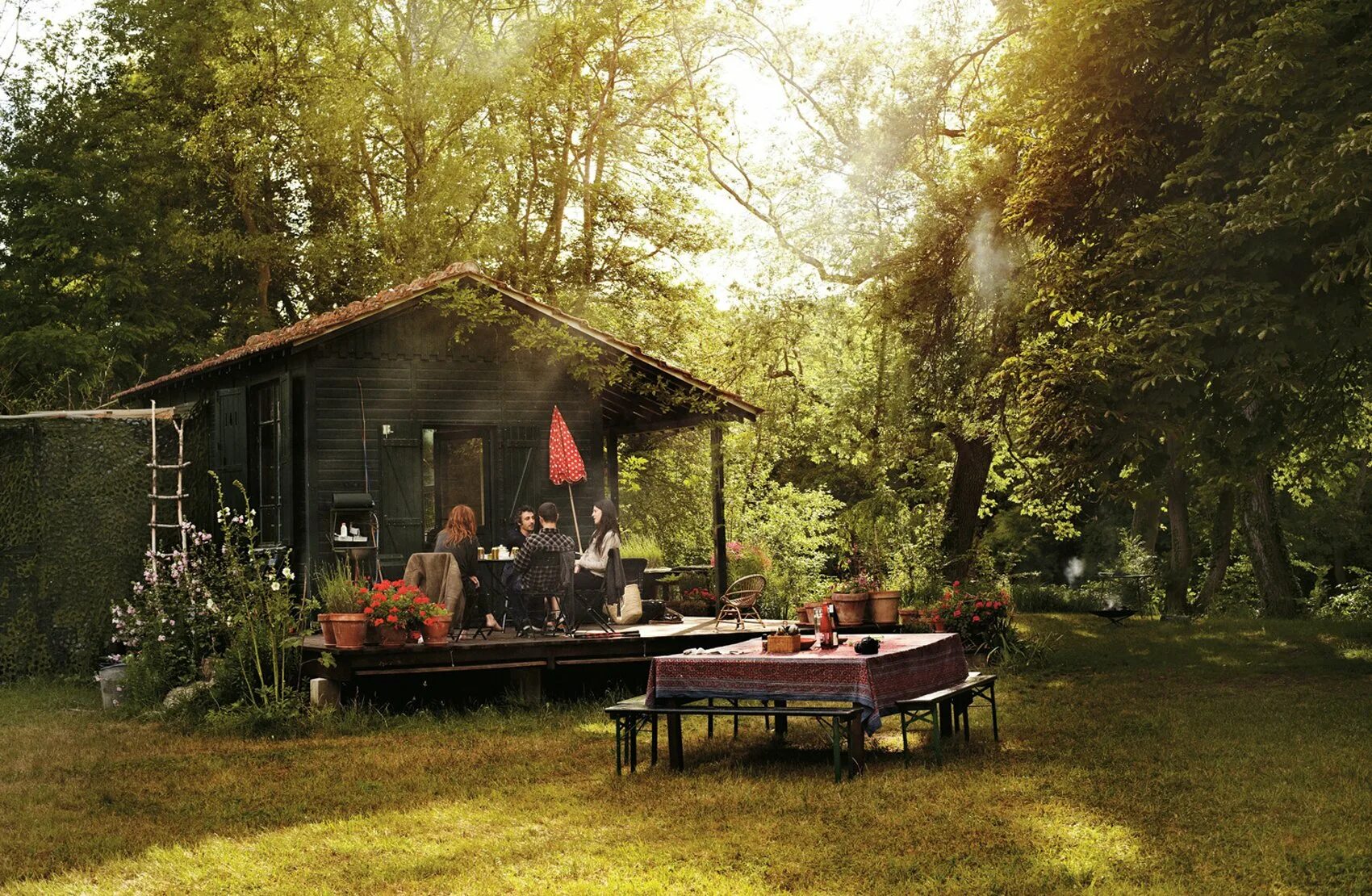 Ужин в лесу. Домик в лесу. Уютный домик. Уютный домик в лесу. Красивые дома на природе.