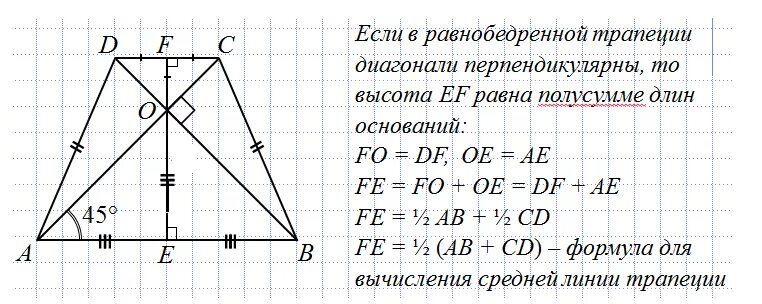 Диагонали прямоугольной трапеции авсд взаимно перпендикулярны. В равнобедренной трапеции диагонали перпендикулярны. площадь равнобедренной трапеции. если в равнобедренной трапеции диагонали перпендикулярны. диагонали равнобедренной трапеции взаимно перпендикулярны.