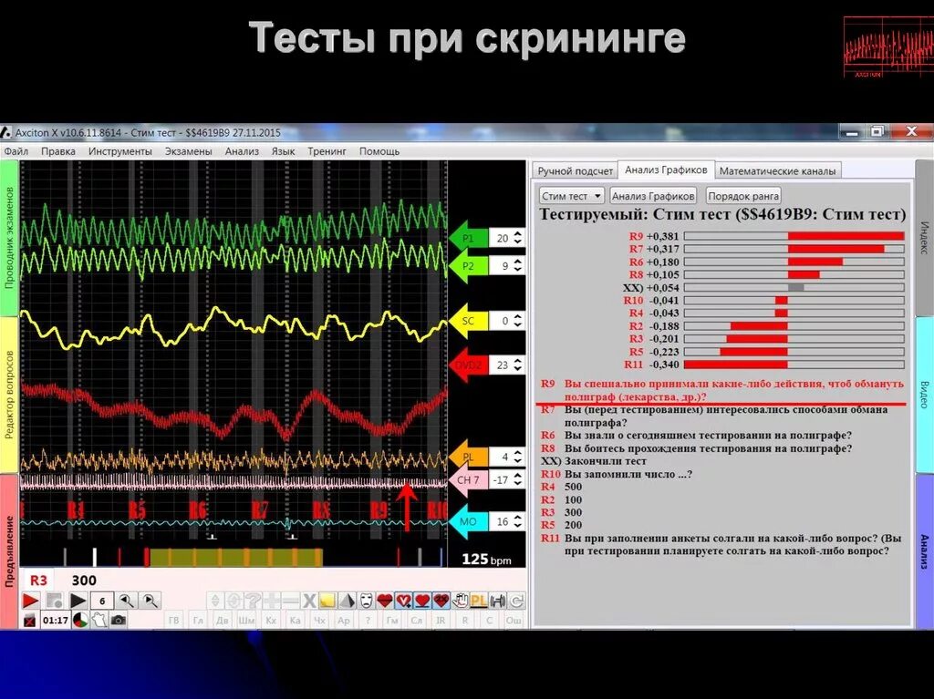 Вопросы для тестирования на полиграфе. Вопросы для теста на детекторе лжи. Показатели полиграфа. Результаты полиграфа. Прохождение детектора