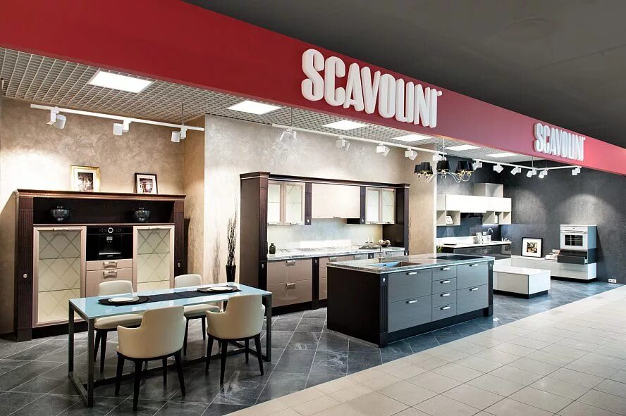 Кухни Scavolini. Мебельный салон. Интерьер салона кухонь. Магазин мебели. Мебельные магазины время работы