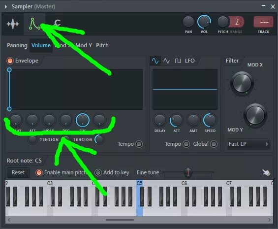 Корневая нота. Громкость фл. Синтезатор 808 баса. Корневая Нота баса. Как сделать чтобы сэмпл звучал по длине Ноты.