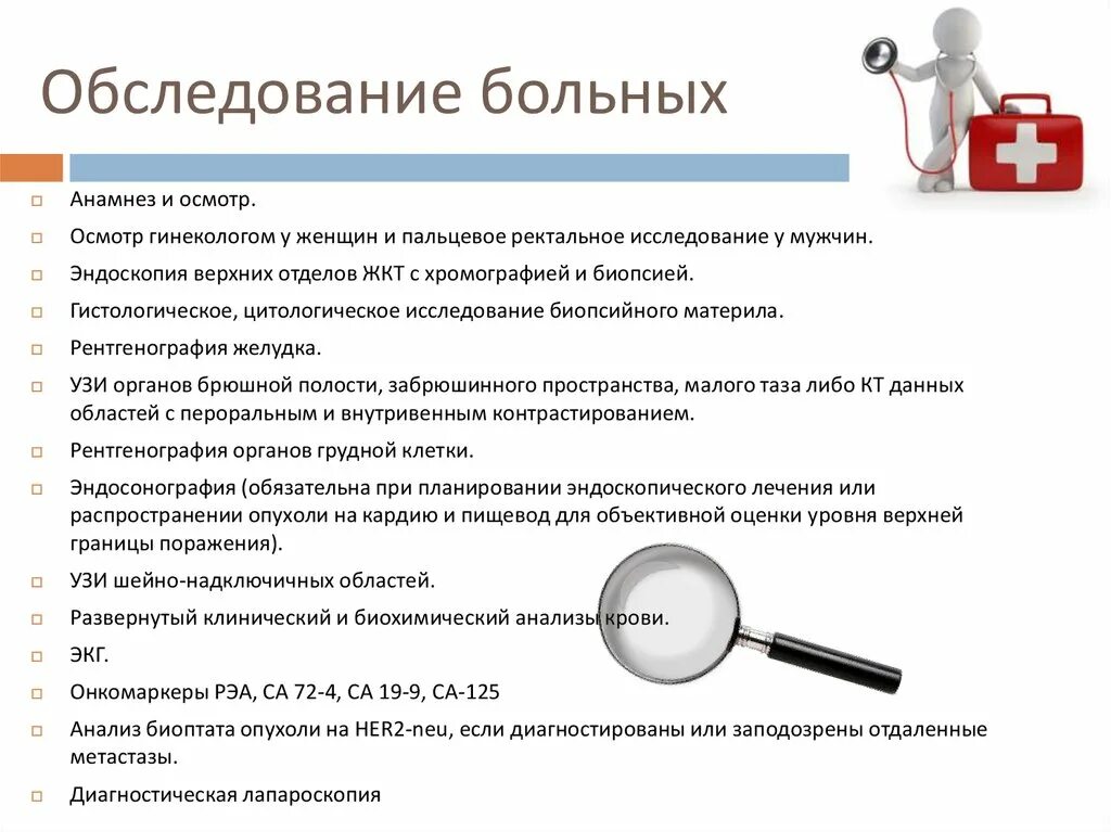 Проблемы пациента при раке желудка. Анамнез обследования. Исследование пациента. Обследование больных. Анамнез заболевания при онкологии.