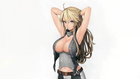 Обои для рабочего стола. girl, sexy, cleavage, long hair, boobs, anime, bea...