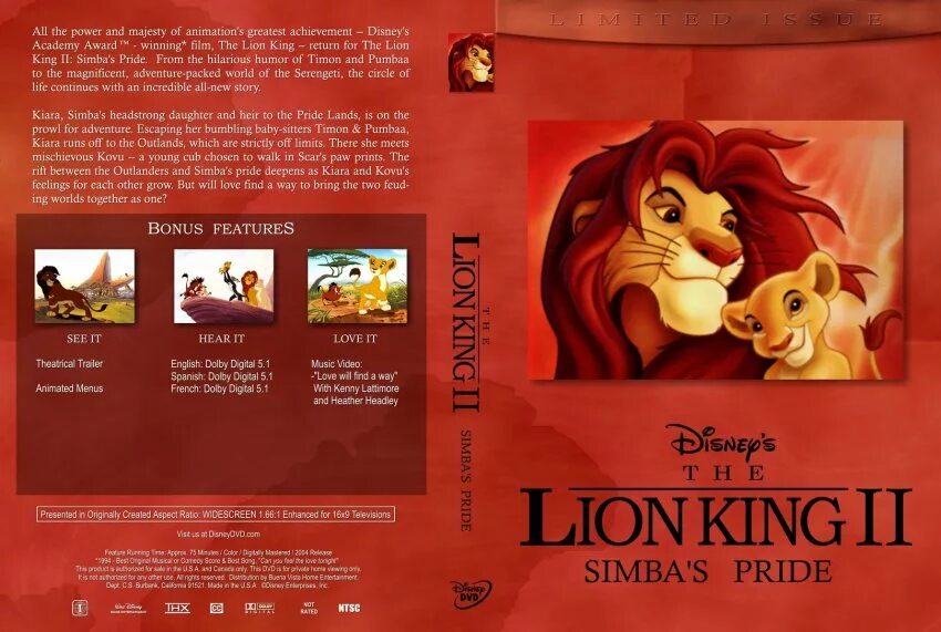 Диски лев. Король Лев 2 гордость Симбы двд диск. Обложка the Lion King 2 Simba s Pride. Lion King 1994 DVD Cover. The Lion King 2 Simba's Pride DVD.