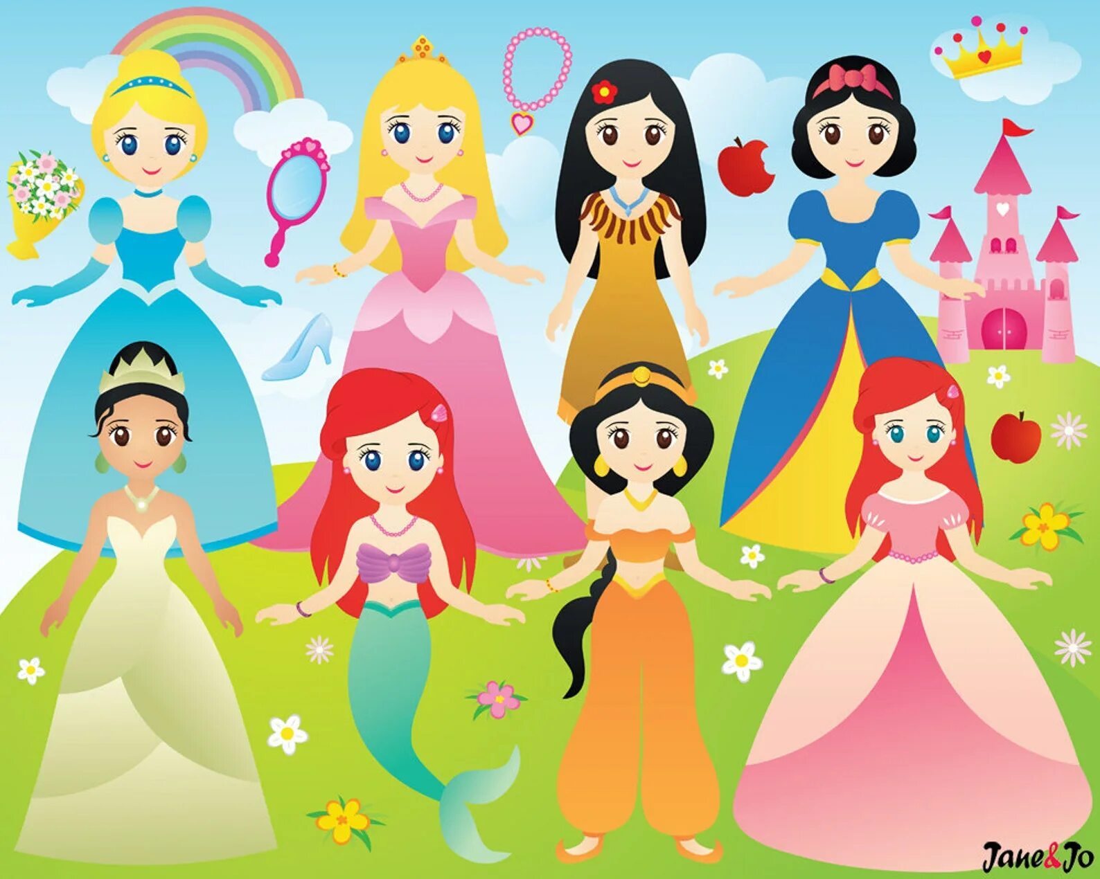 Princess Graphics. Trendy clip my Princess кукла. Awesome Disney Princess Digital paper Part.