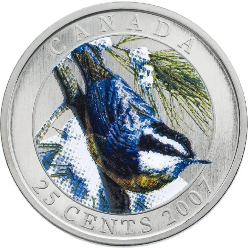 2007 Канада 25 центов. Канада 25 центов 2011 Бизон цветная. Монета 25 центов Канада 2011 синица. Монета с птичкой. Birds монеты