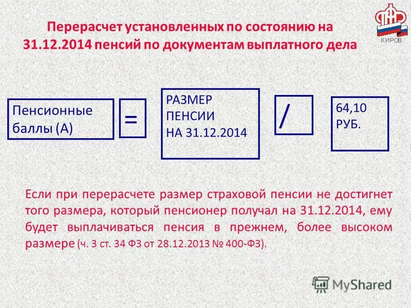 Рассчитать пенсию после увольнения работающего