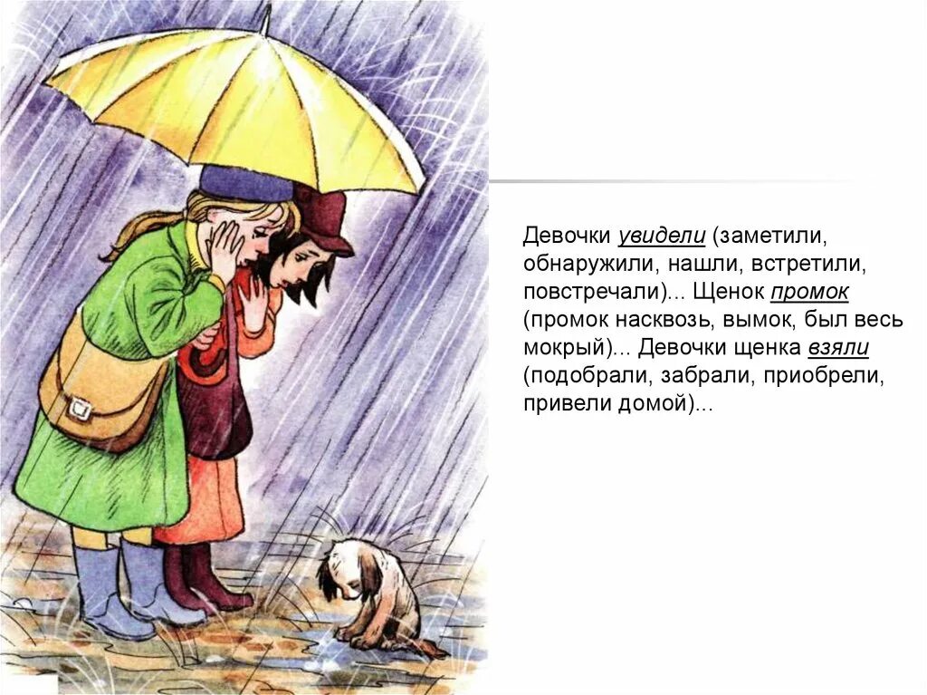 Рассказ по картинкам купили щенка старшая группа. Сочинение по картинке. Составление рассказа по картинкам купили щенка. Иллюстрация собака с зонтом.