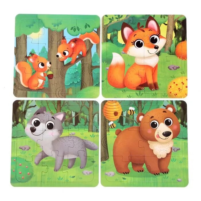 Time 4 puzzle. Пазлы 4 в 1. puzzle time лесные жители. пазлы 4 штуки в ряд. пазл 24 эл. лесные жители 7005853.