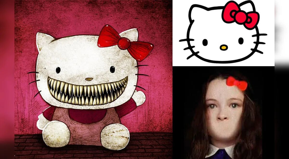 Рот китти. Хелло китти. страшные hello kitty страшные.