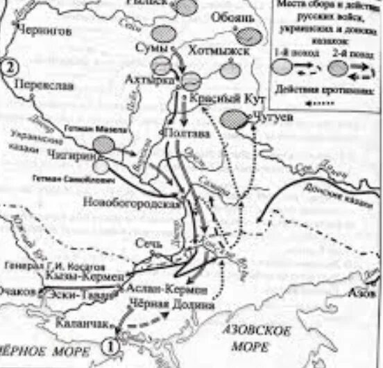 Первый поход голицына в крым. Крымские походы 1687-1689. Крымские походы Голицына карта.