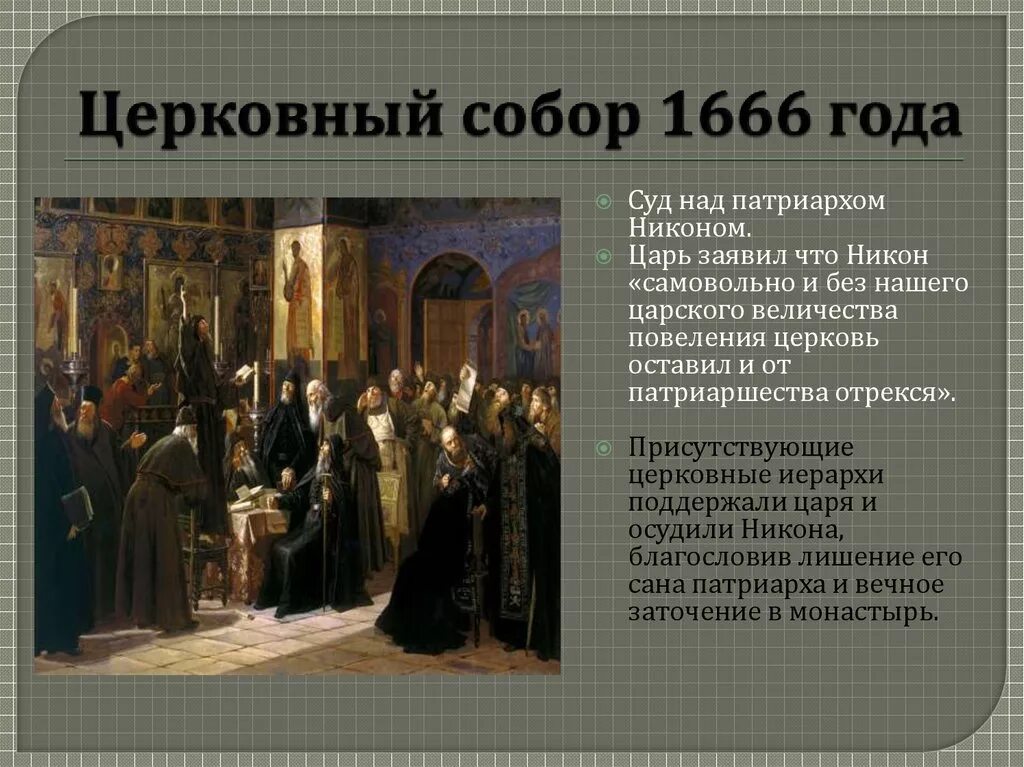 Время церковного раскола. Решения церковного собора 1666-1667. Церковный раскол 1666.
