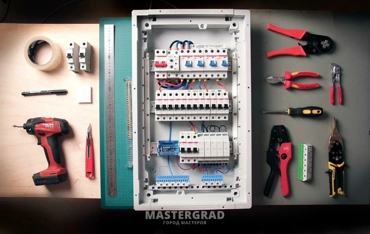 Инструмент для сборки электрощитов. Щит электрический электромонтаж щита. Распределительный электрический щит ABB. Сборка щита электрического.