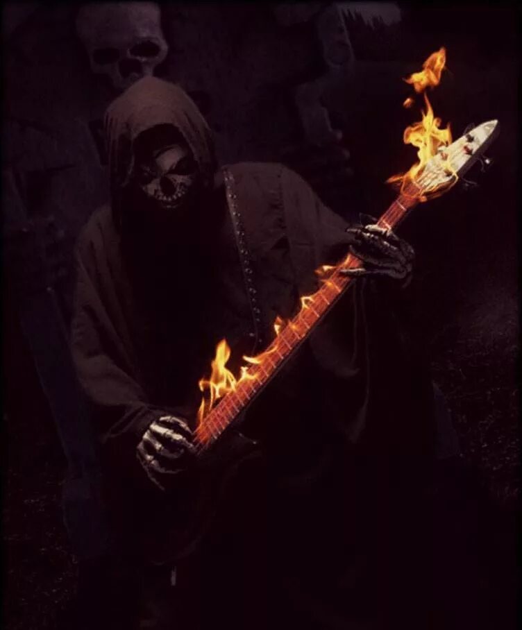 Death рок. Смерть с электрогитарой. череп с гитарой. электрогитара череп. смерть с рок гитарой.
