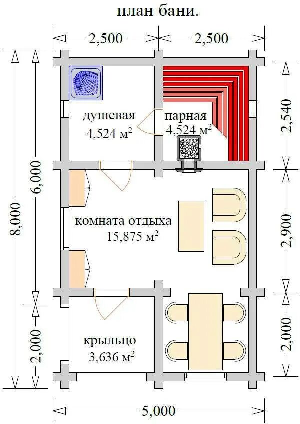 Бани с купелью проекты и планировка. Баня 5х8 планировка. Планировка бани 6х4 с комнатой отдыха. Баня с совмещенной парилкой и моечной планировка. Баня с санузлом и комнатой отдыха планировка.