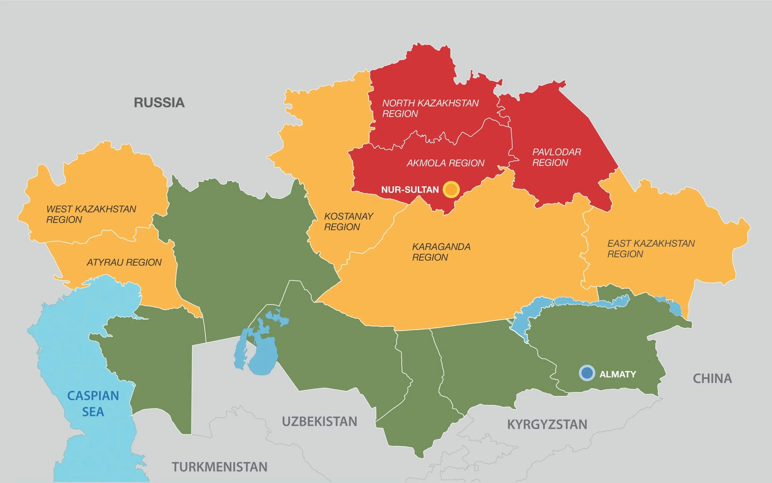 Regions of Kazakhstan. Астана на карте Казахстана. Время в Казахстане. Northern Kazakhstan on the Map.