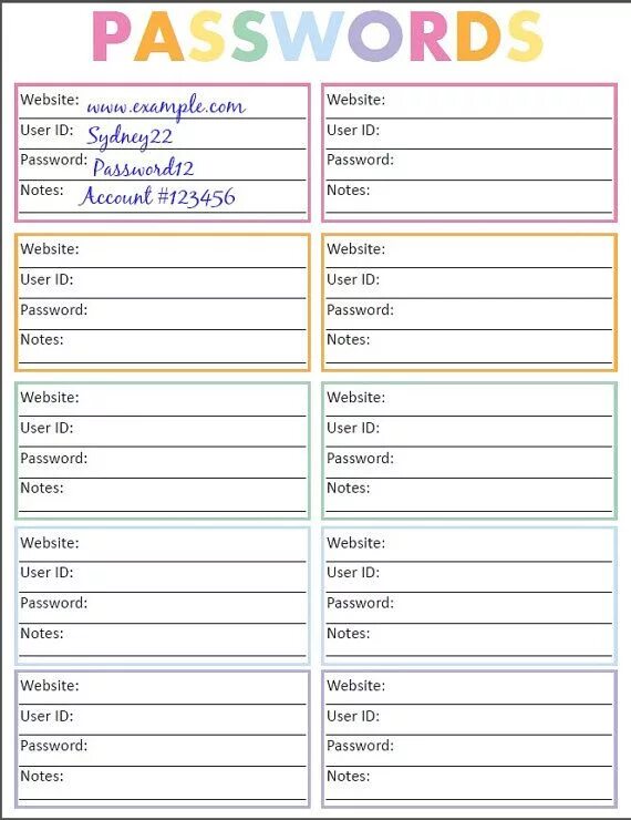 Password list. Password listen.
