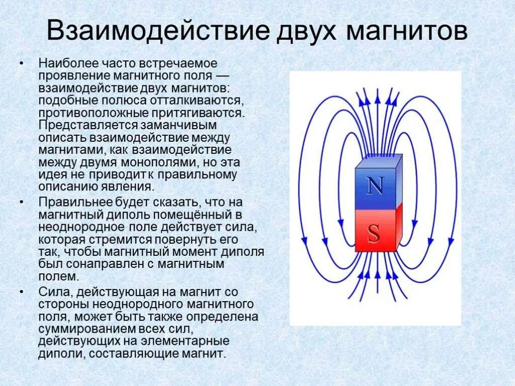 Как взаимодействуют полюса двух магнитов