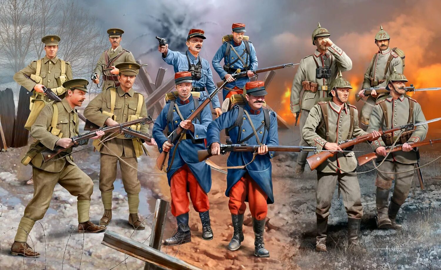 Музыка 1 мировая. Французская пехота 1914. 02451 Revell 1/35 WWI Infantry German/British/French (1914). Французская пехота первой мировой. Французская пехота второй мировой.