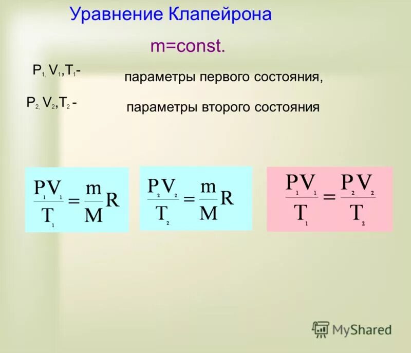 R физика газовая постоянная. Уравнение Клапейрона PV/T =. Уравнение Клапейрона для 2 состояний. Формула Менделеева Клапейрона. Менделеев Клапейрон формула.