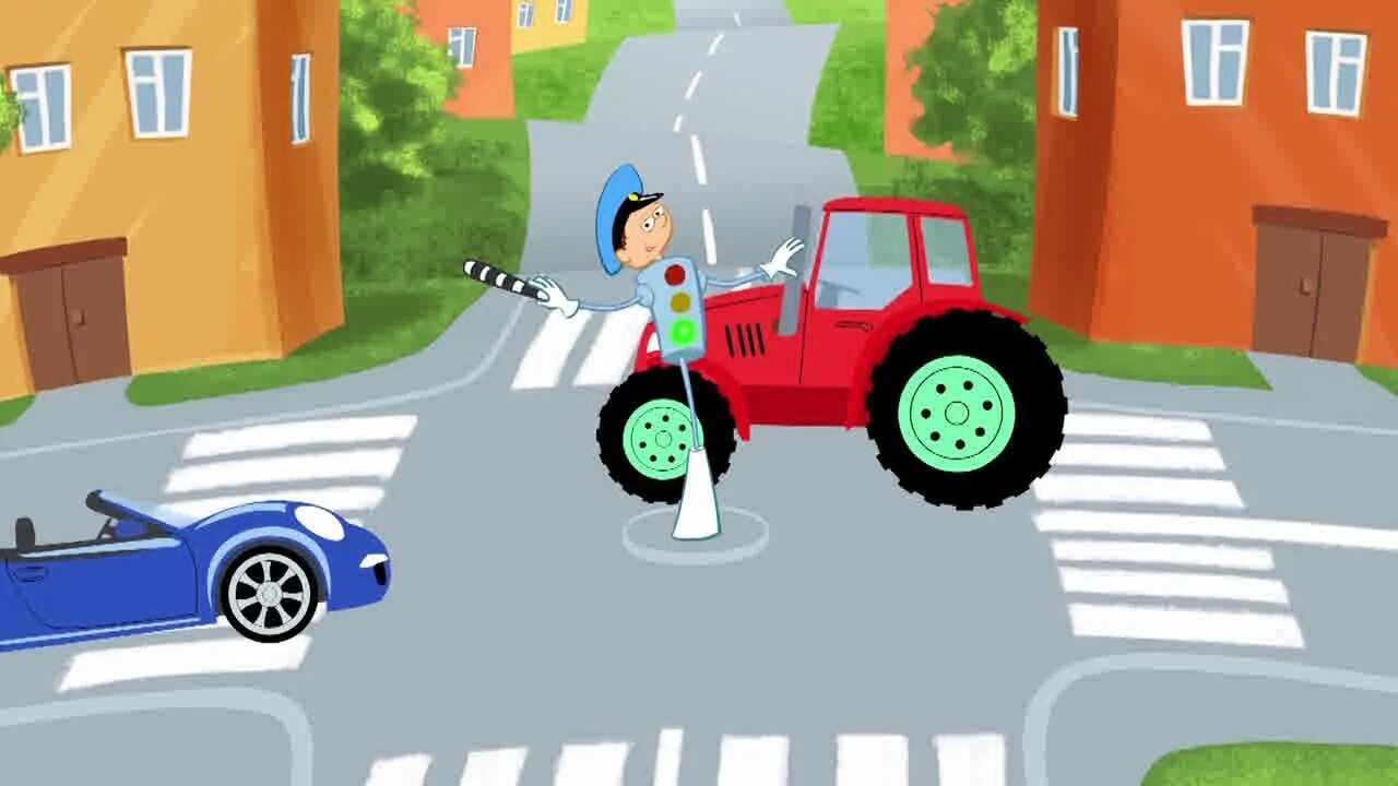 Машинки трактор песенка. Синий трактор светофор. Синий трактор ПДД. Синий трактор машина.